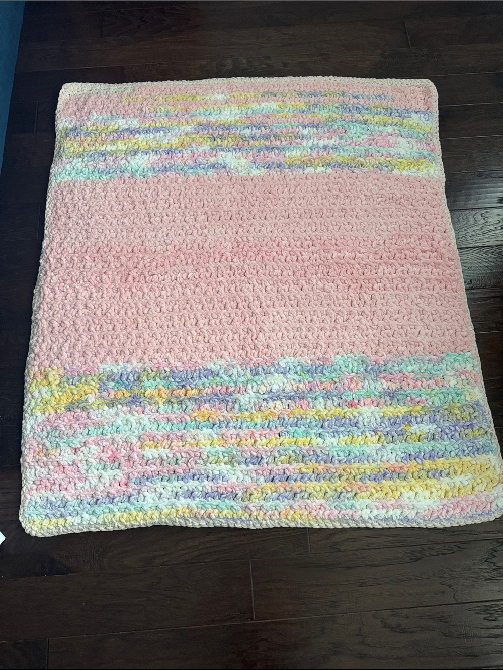 NWOT Plush Pink Pastel Patch Throw Blanket
